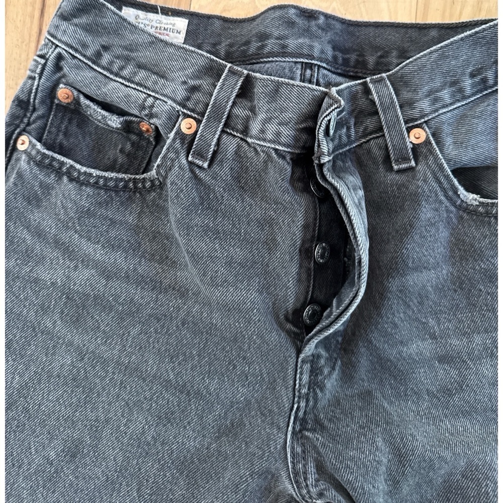 EUC Levi's Premium 501® ‘90S Ankle Grey Black Mid-rise Straight WOMEN'S JEANS 25 - Picture 3 of 14